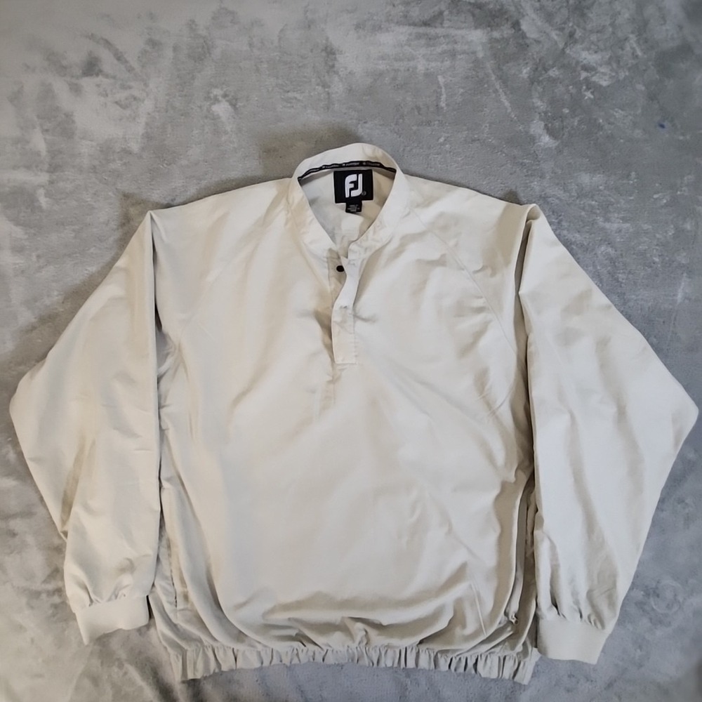 Footjoy Plum Jacket Mens XL Beige Pullover Windbreaker Golf Sportswear Light